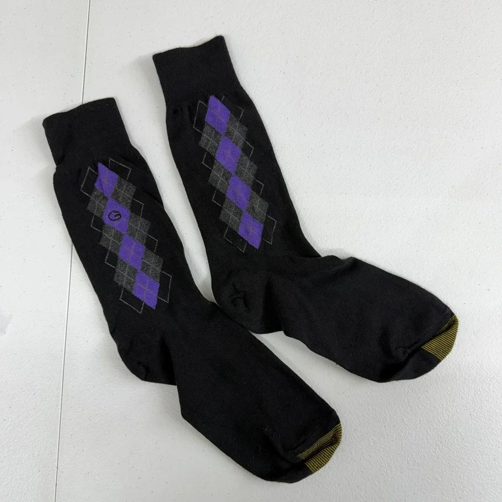 Gold Toe adult unisex purple diamond print tall business formal socks stretch